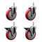 Service Caster 5 Inch Red Polyurethane Wheel Swivel 58 Inch Threaded Stem Caster Set 2 Brakes SCC SCC-TS20S514-PPUB-RED-58212-2-PLB-2 - alternate 1